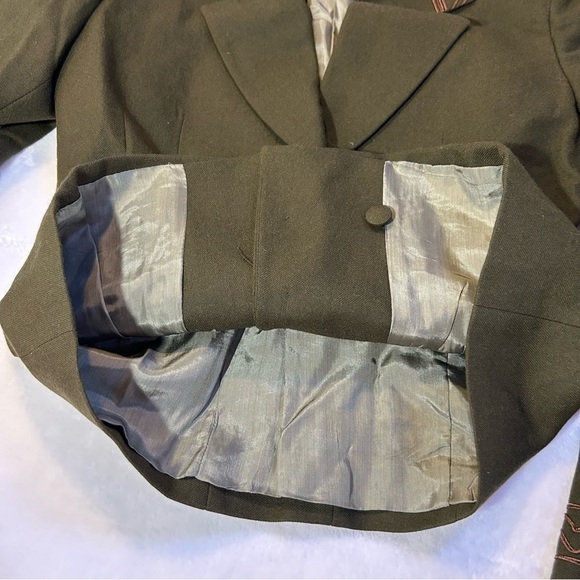 Vintage Stephanie K. Anais Embroidered Lined Wool Blazer Jacket Green Size 38 - Picture 12 of 16